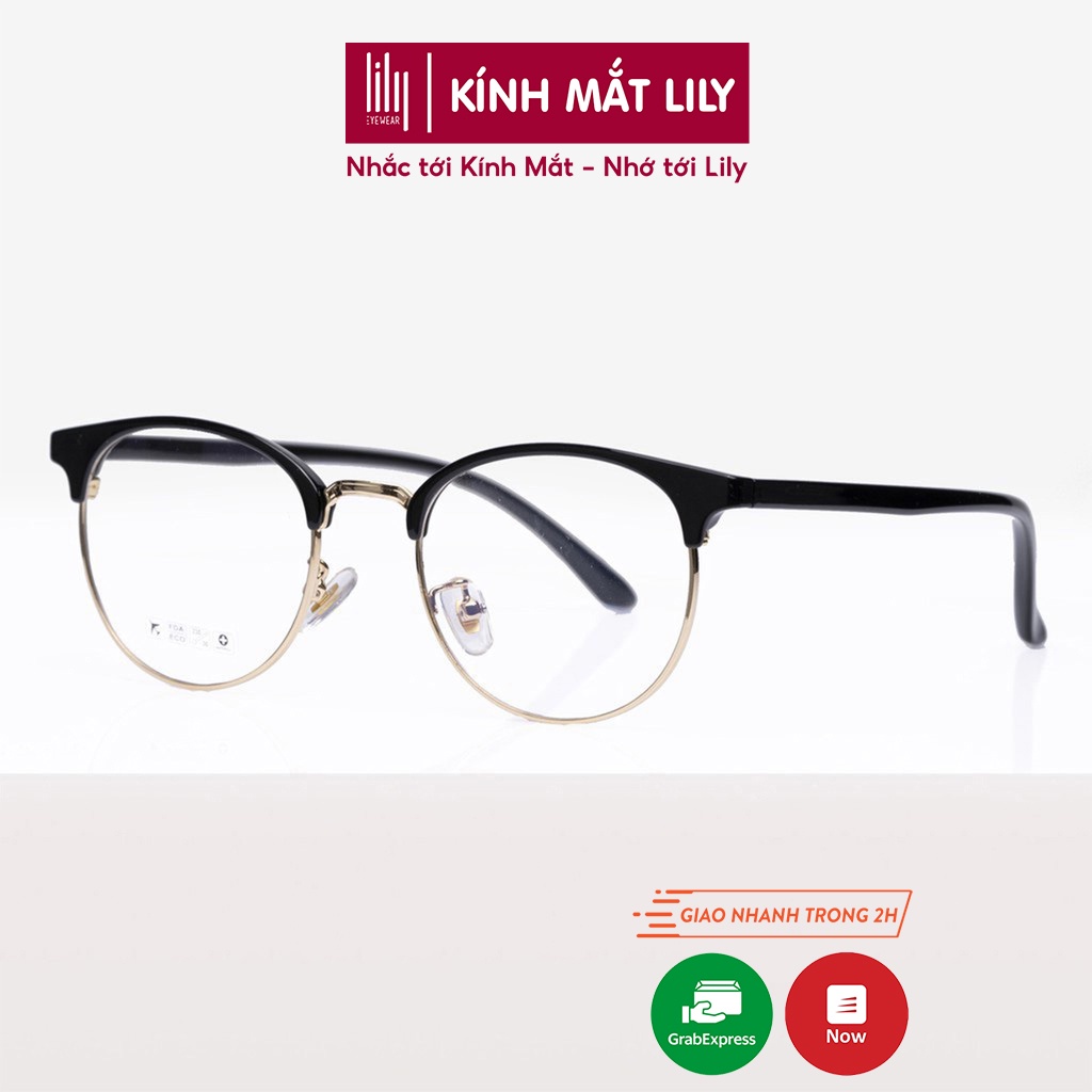 [Mã FARSBREST30 giảm 10% đơn 99K] Gọng kính nam nữ Lilyeyewear kim loại càng nhựa, mắt tròn, nhiều màu - 6214