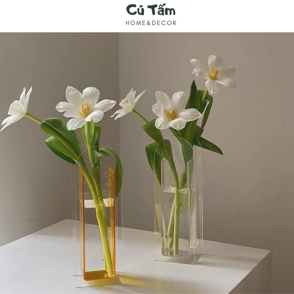 Lọ hoa, bình hoa acrylic dáng vòm cao thanh lịch trang trí nhà cửa - cutam.homedecor