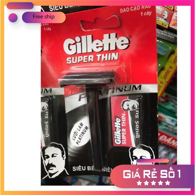 [ FLASH SALE] Dao cạo râu Gillette Super Thin Siêu Sắc Siêu Tiện Dụng Lưỡi Đơn ER-80 ( 01 cây + 1 lưỡi)