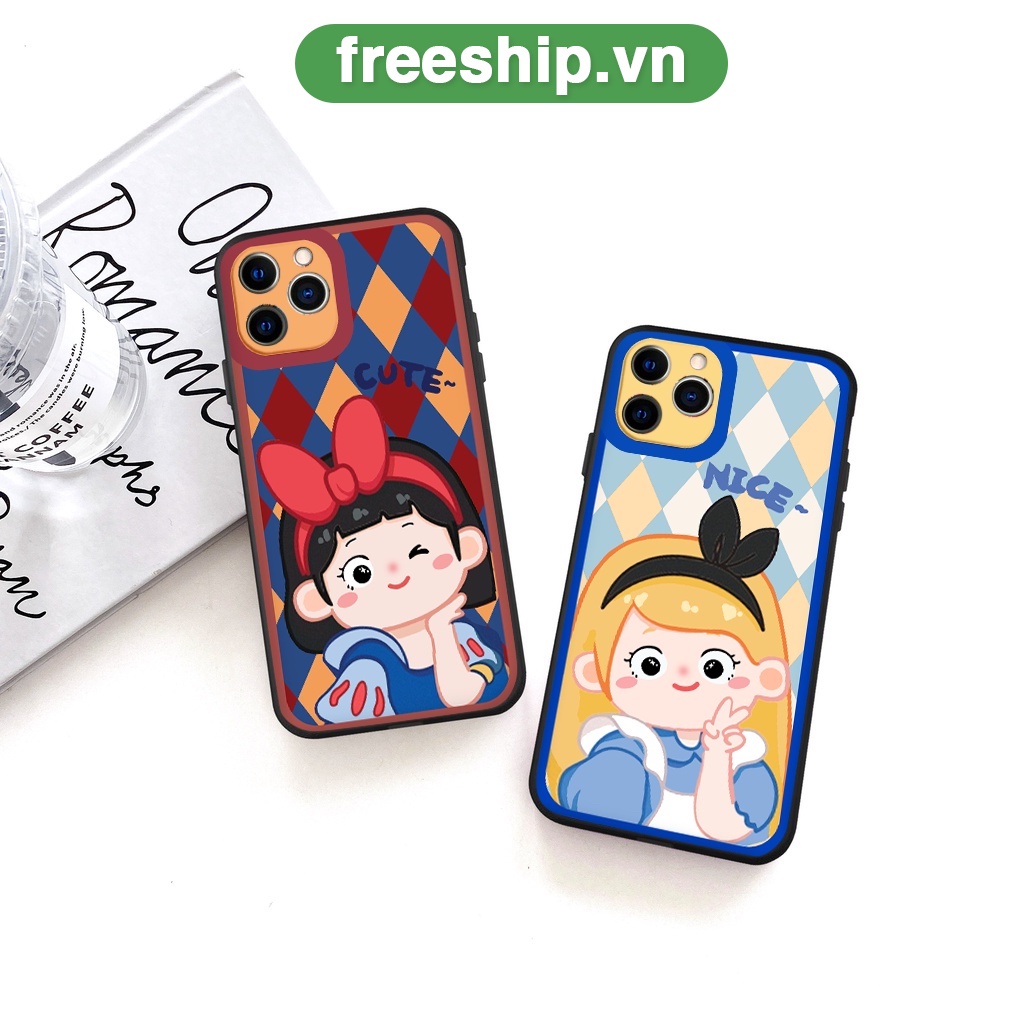 Ốp lưng iphone cạnh vuông lỗ camera công chúa 6s/6splus/7/7plus/8/8plus/x/xr/xs/11/12/13/pro/max/plus/promax th209