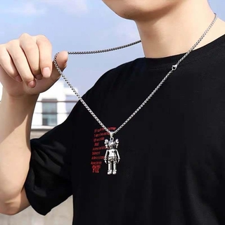 Dây chuyền mặt hình búp bê Kaws bằng thép titan phong cách hiphop cá tính