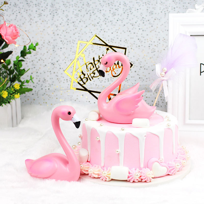 Topper Gắn Trang Trí Bánh Kem Hình Chim Hồng Hạc