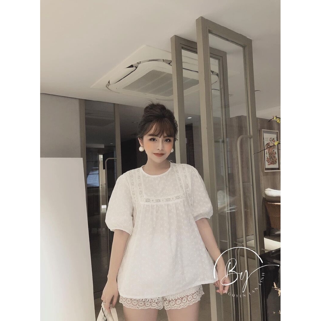 Áo thô mềm pha ren quảng châu