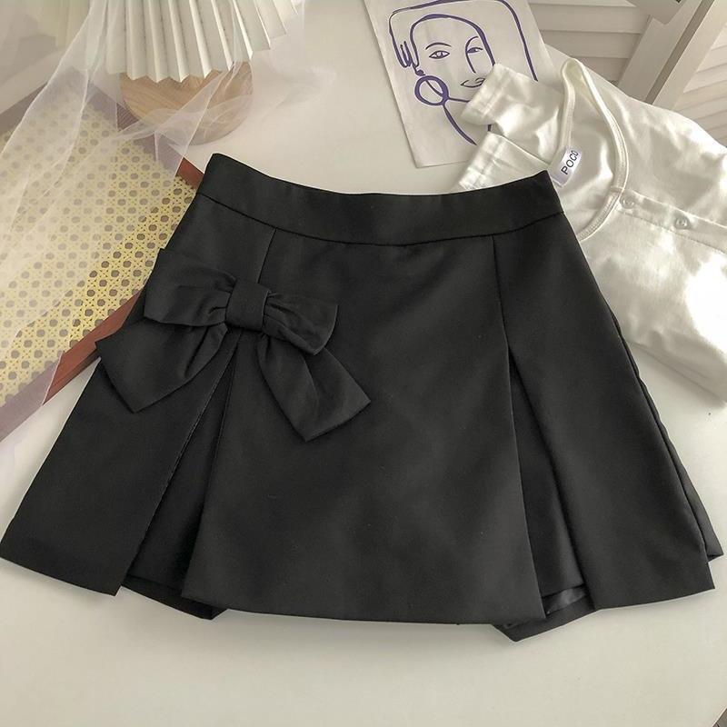 Chân Váy Chữ A Lưng Cao Đính Nơ Chống Chói Phong Cách Mới Mùa Hè