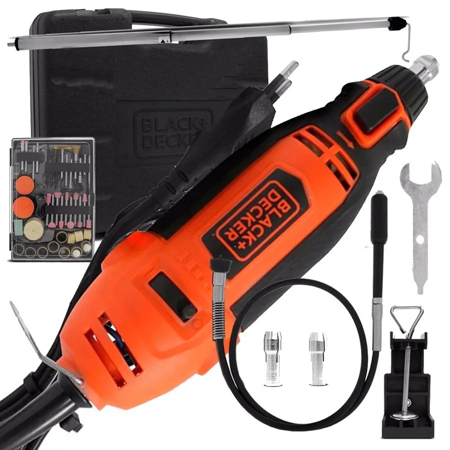 USA.BLACK&amp;DECKER 180W – RT18KA - Máy Chạm Khắc Đa Năng mini  (Hộp + Phụ Kiện khoan mài cắt + giá treo)