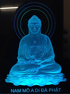 Tranh điện đèn LED,mi ca,phật giáo : Phật A Di Đà Ngồi (22x15cm) nháy màu,co điều khiển