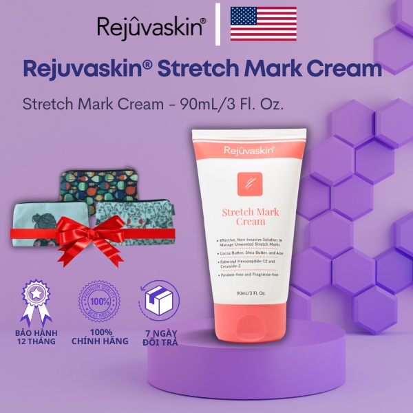Kem phòng ngừa và hỗ trợ làm mờ rạn da, bổ sung độ ẩm làm mềm da REJUVASKIN Stretch Mark Cream 90ml