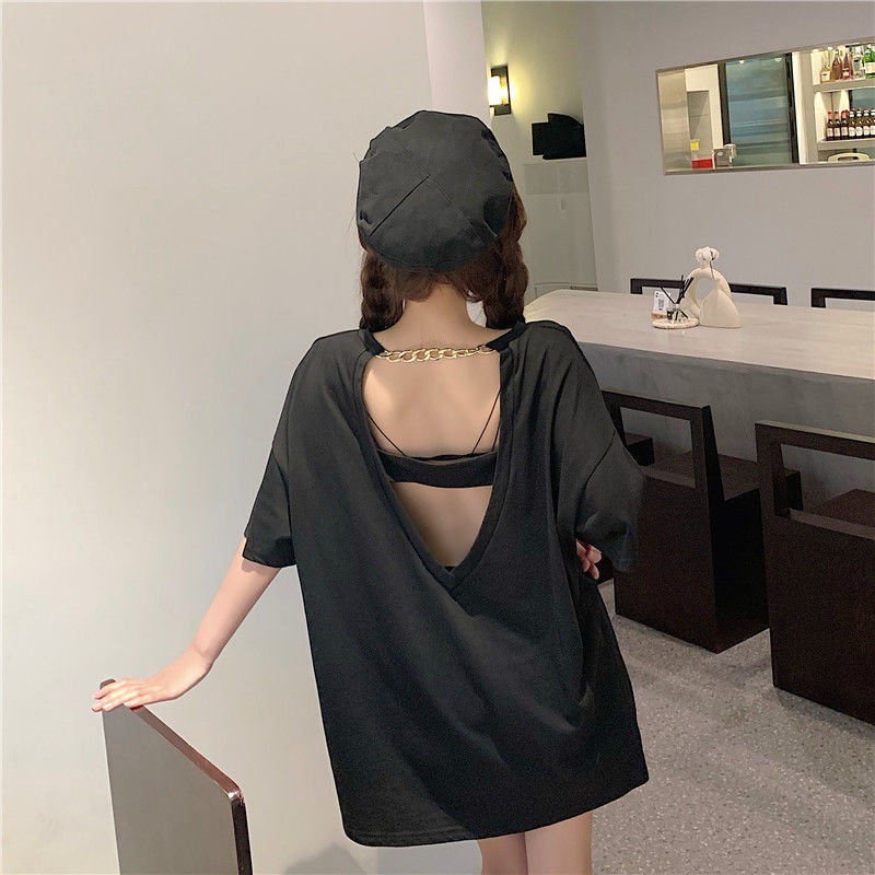 Áo thun COZOKC tay ngắn hở lưng phong cách Hàn Quốc dành cho nữ