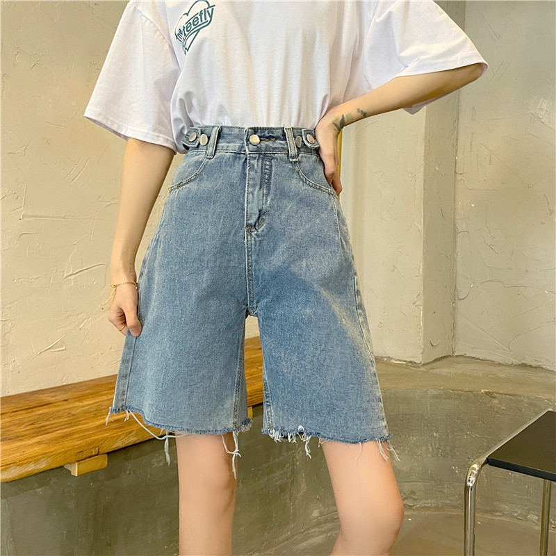 Quần short denim SUXI lưng cao thời trang mùa hè cho nữ