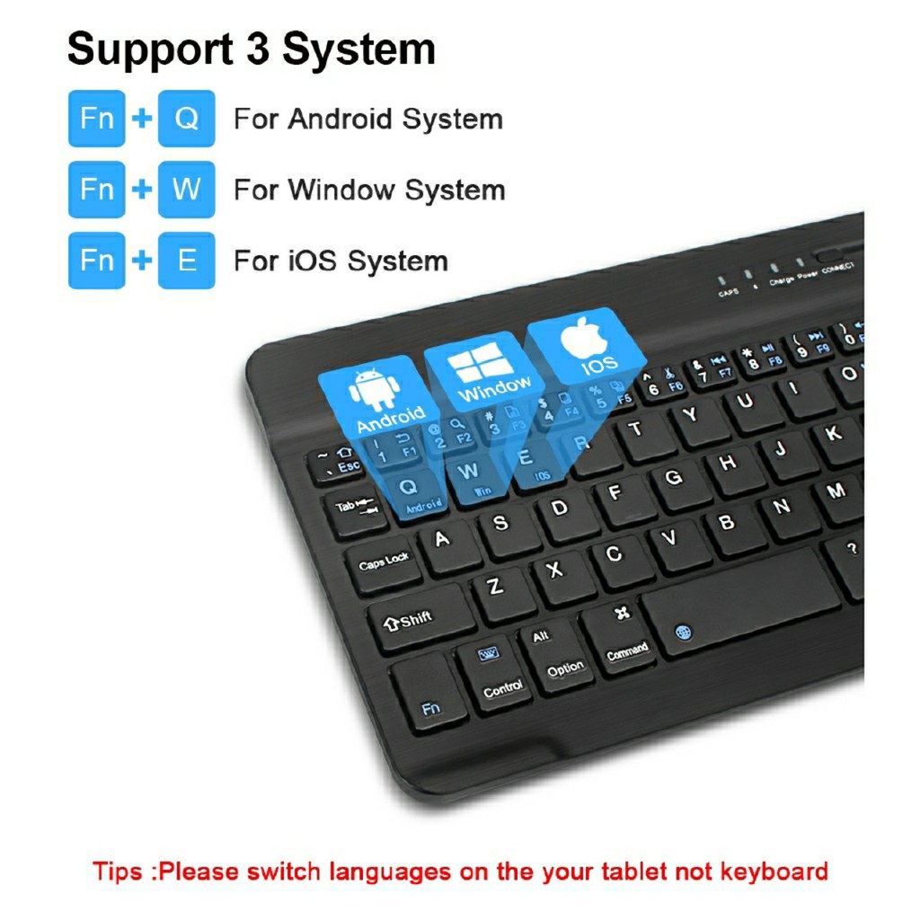 Bàn phím không dây Bluetooth mini dùng được cho IOS Android Windows tặng đế dựng tablet, điện thoại