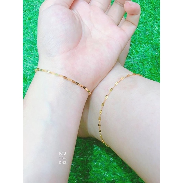 Set Bộ Trang Sức Lá Dẹt Vàng Gồm Lắc Tay Và Lắc Chân Siêu Nhẹ Hot Hit - Trang sức Vàng Bạc Hoà Thảo
