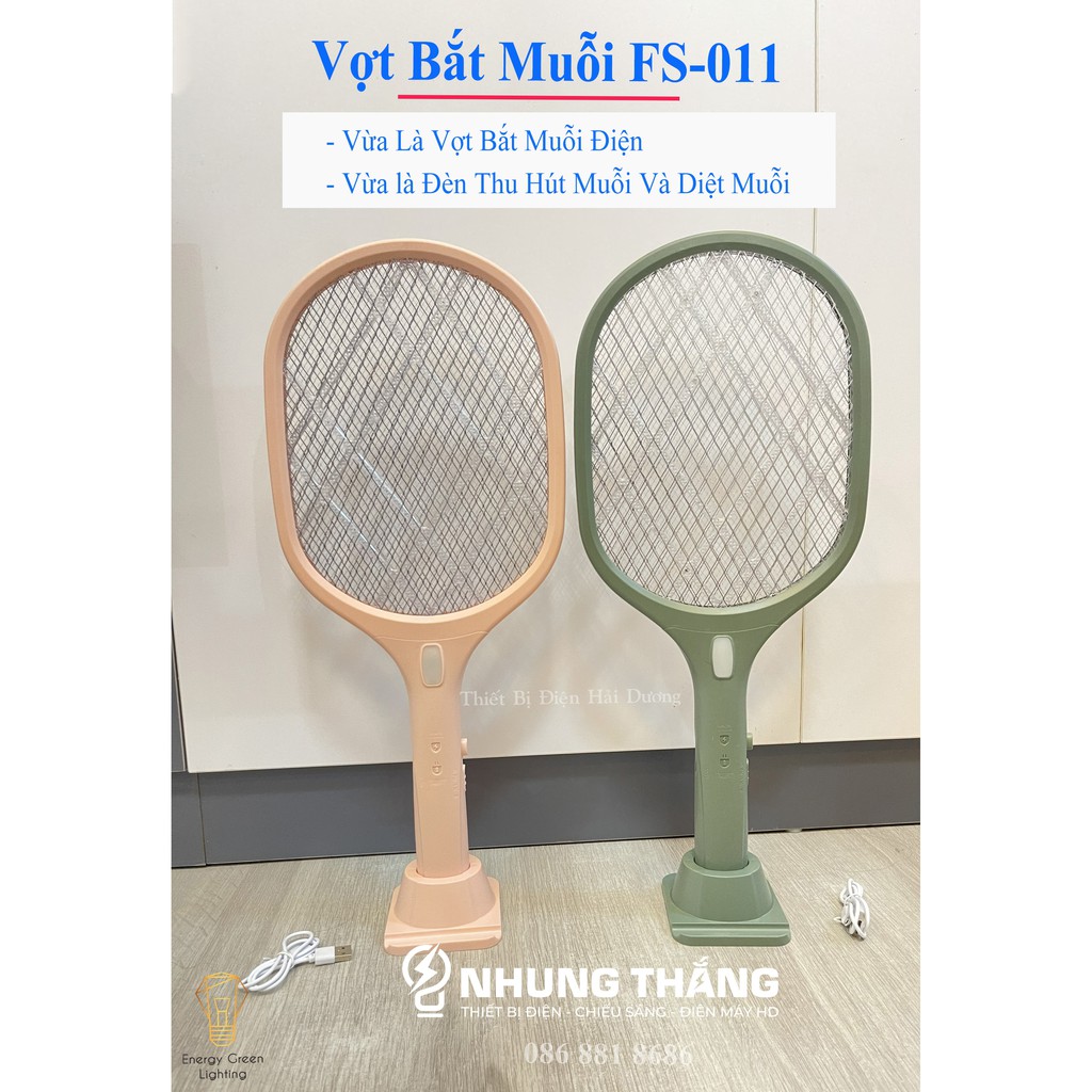 [PIN TRÂU] Vợt Bắt Muỗi FS-011 Kiêm Đèn Thu Hút Muỗi , Diệt Muỗi - 3 Lớp Lưới - PIN Sử Dụng Lâu - Bảo Hành 1 Năm