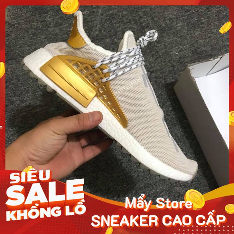 Tặng Box - Giày Adidas Human Race Xám Cục Vàng Đồng