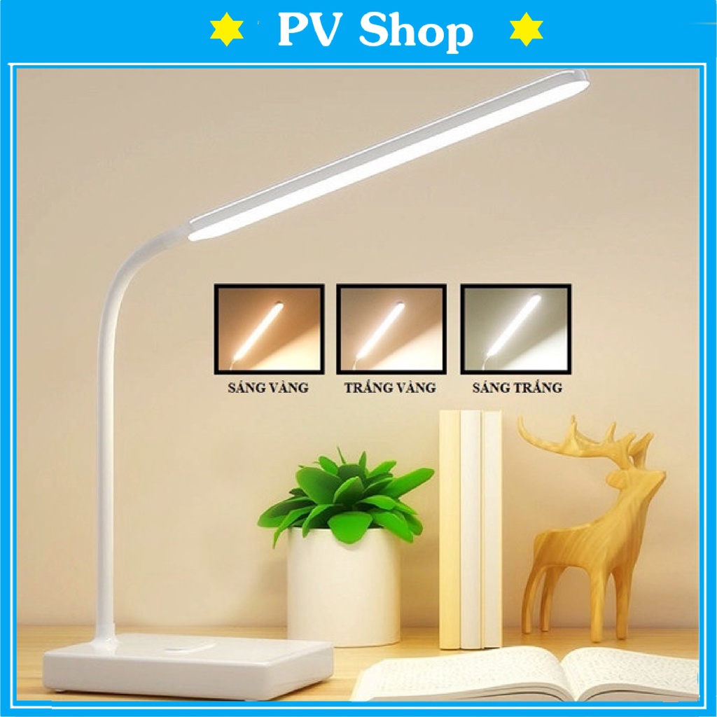 Đèn Học Để Bàn Chống Cận Thị Có Led Ánh Sáng Vàng ( Cảm ứng chạm, 3 chế độ màu, Chỉnh mức độ sáng, Dây USB, Đọc Sách ..)