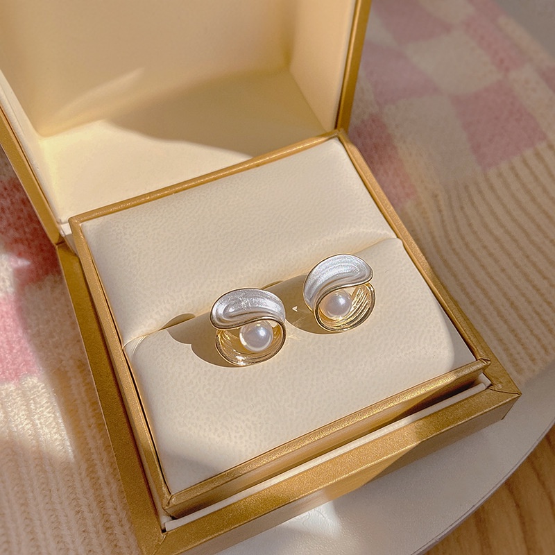 Bông Tai Hình Tròn Đính Ngọc Trai Giả Phong Cách Pháp Thời Trang Đơn Giản Thời Trang Cho Nữ