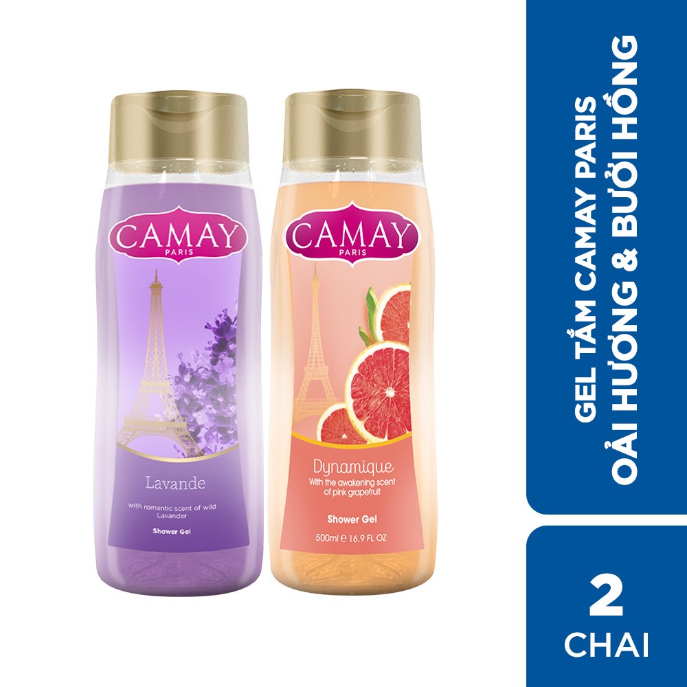 [Mã COSUI03 giảm 8% đơn 150K] Combo 2 chai Gel tắm oải hương và bưởi hồng Camay Paris 500mlx2