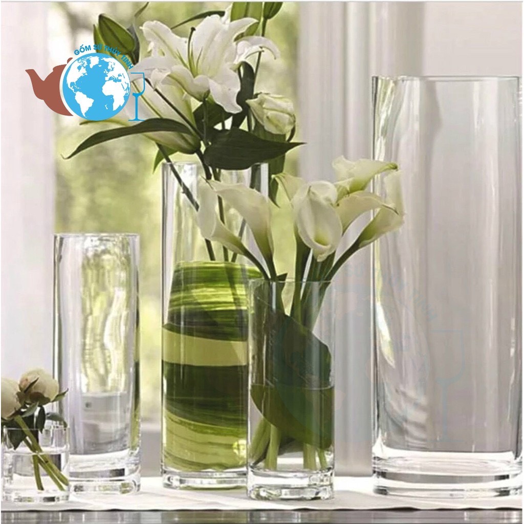 D20cm x H30cm Lọ Hoa Bình Bông Thủy Tinh Trang Trí
