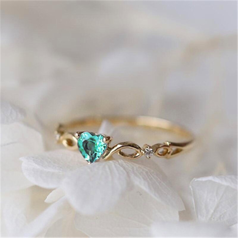 Nhẫn Mạ Vàng/Bạc Đính Đá Hồng Ngọc Hình Trái Tim Size 5 6 7 8 9 10