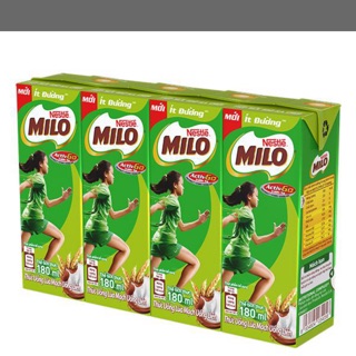 Lốc 4 Thức Uống Lúa Mạch Nestle Milo Ít Đường Hộp 180Ml