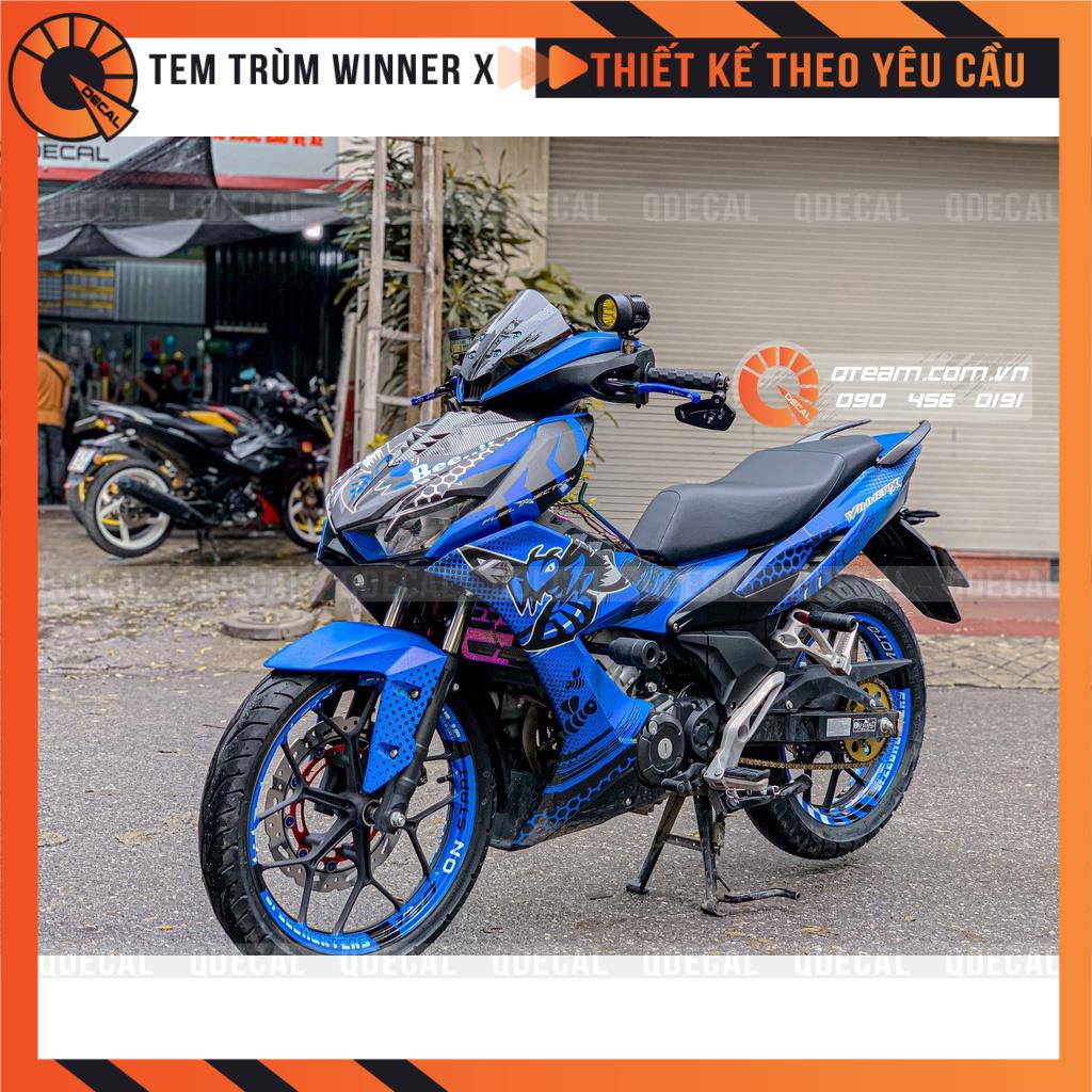 Tem trùm Winner X decal 3 lớp phong cách Ong chăm chỉ tông Xanh Đen thiết kế theo yêu cầu