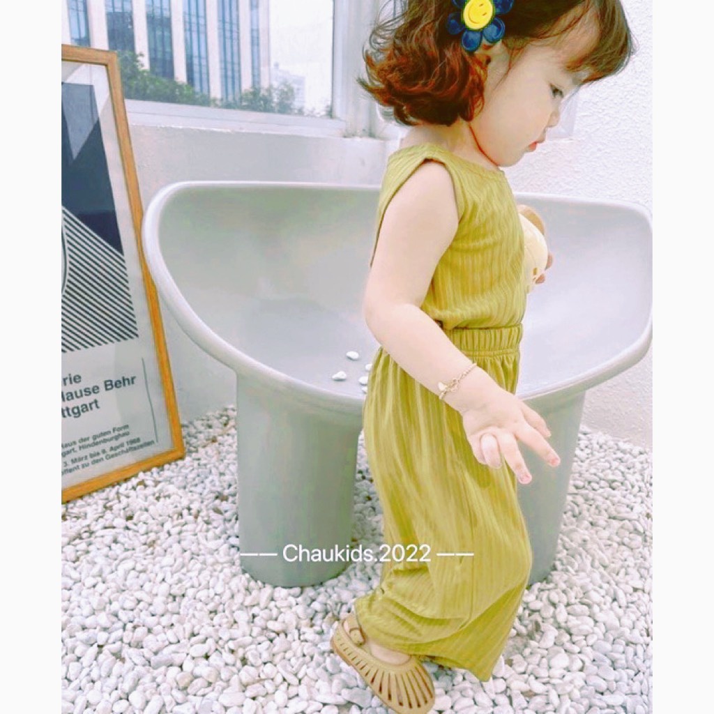 Bộ bé gái ba lỗ ống suông chất tăm gân cao cấp 8-20kg