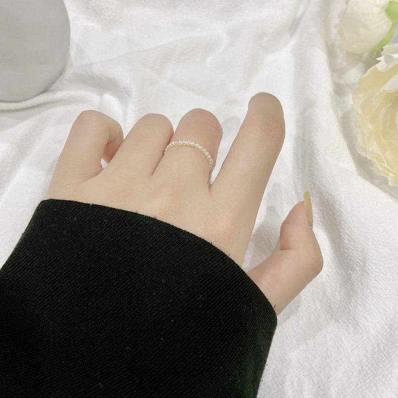 Nhẫn Hạt Châu Trắng Nhỏ Siu Cute Siu Sang Chảnh Phong Cách Hàn Quốc