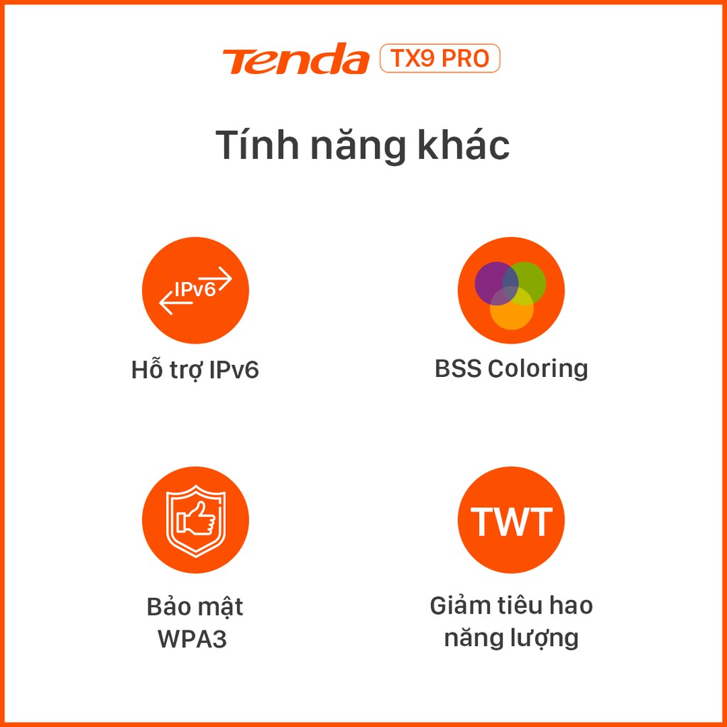 Tenda Thiết bị phát Wifi TX9 Pro Chuẩn Wifi 6 AX3000Mbps - Hãng phân phối chính thức