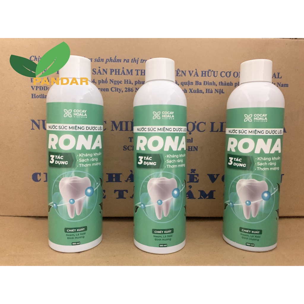 Nước súc miệng dược liệu Rona, giảm hôi miệng, nhiệt miệng chai 180ml, Cỏ cây hoa lá, PANDAR