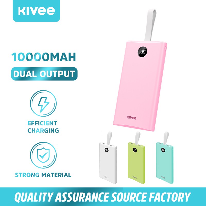 Sạc dự phòng Kivee PH31P 10000mAh 12W màu hồng dễ thương pin dự phòng bảo