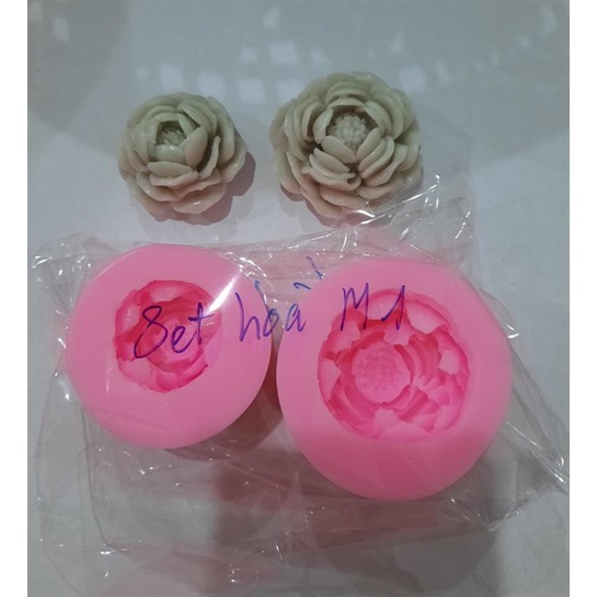 Khuôn silicone hoa hồng trà mẫu đơn 5cm4cm cặp M1