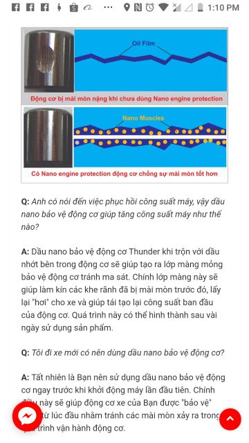Phụ gia Nano nhớt bảo vệ động cơ xe máy