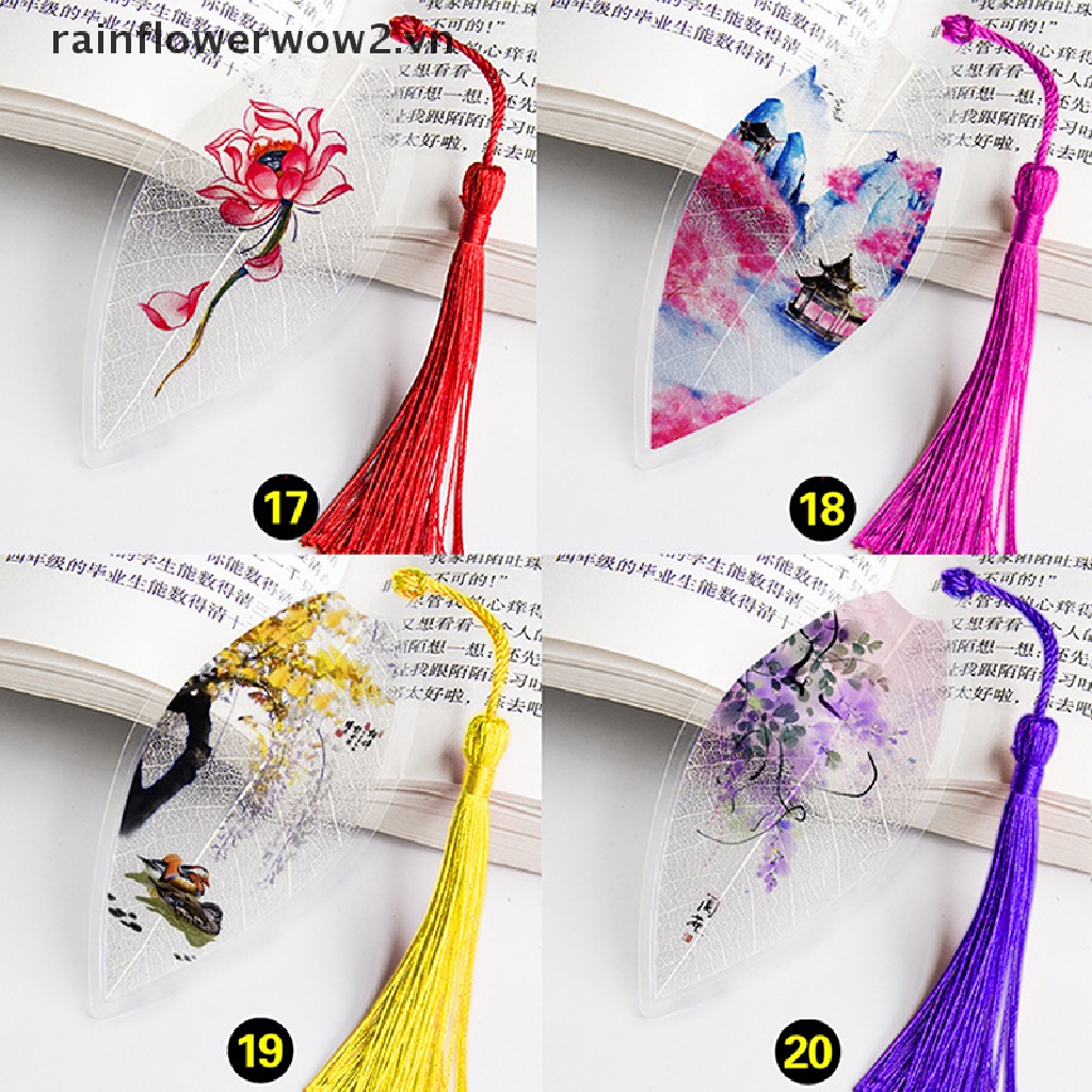 [er] Bookmark Màu Hồng Hình Lá Phong Cảnh Trái Tim Phong Cảnh Cổ Điển Cho Nữ
