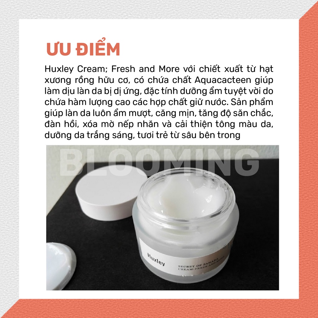 Kem Dưỡng Ẩm Chiết Xuất Xương Rồng Huxley Cream; Fresh And More 50ml