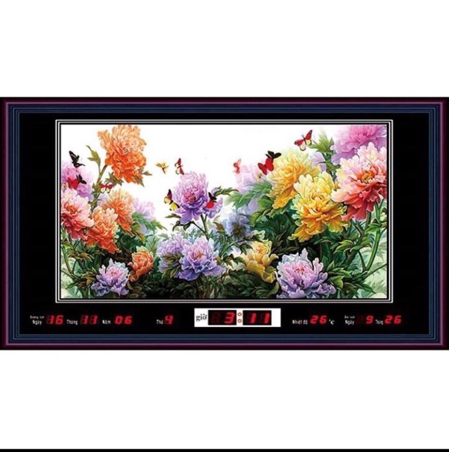 Tranh đồng hồ - Lịch vạn liên - Tranh đèn kích thước 50x90cm,55x100cm.