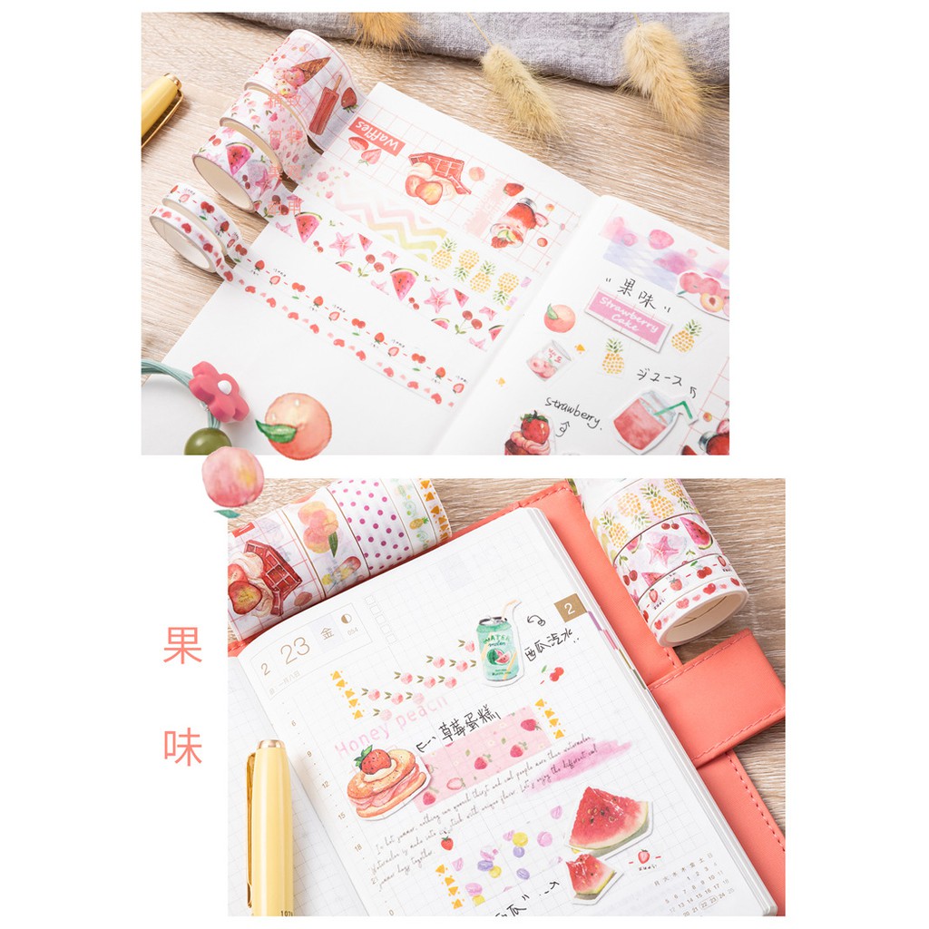 Set 10 Cuộn Băng Dán Washi Tape Trang Trí Sổ Nhật Kí Siêu Đẹp [Xinh Lắm Cơ Í]