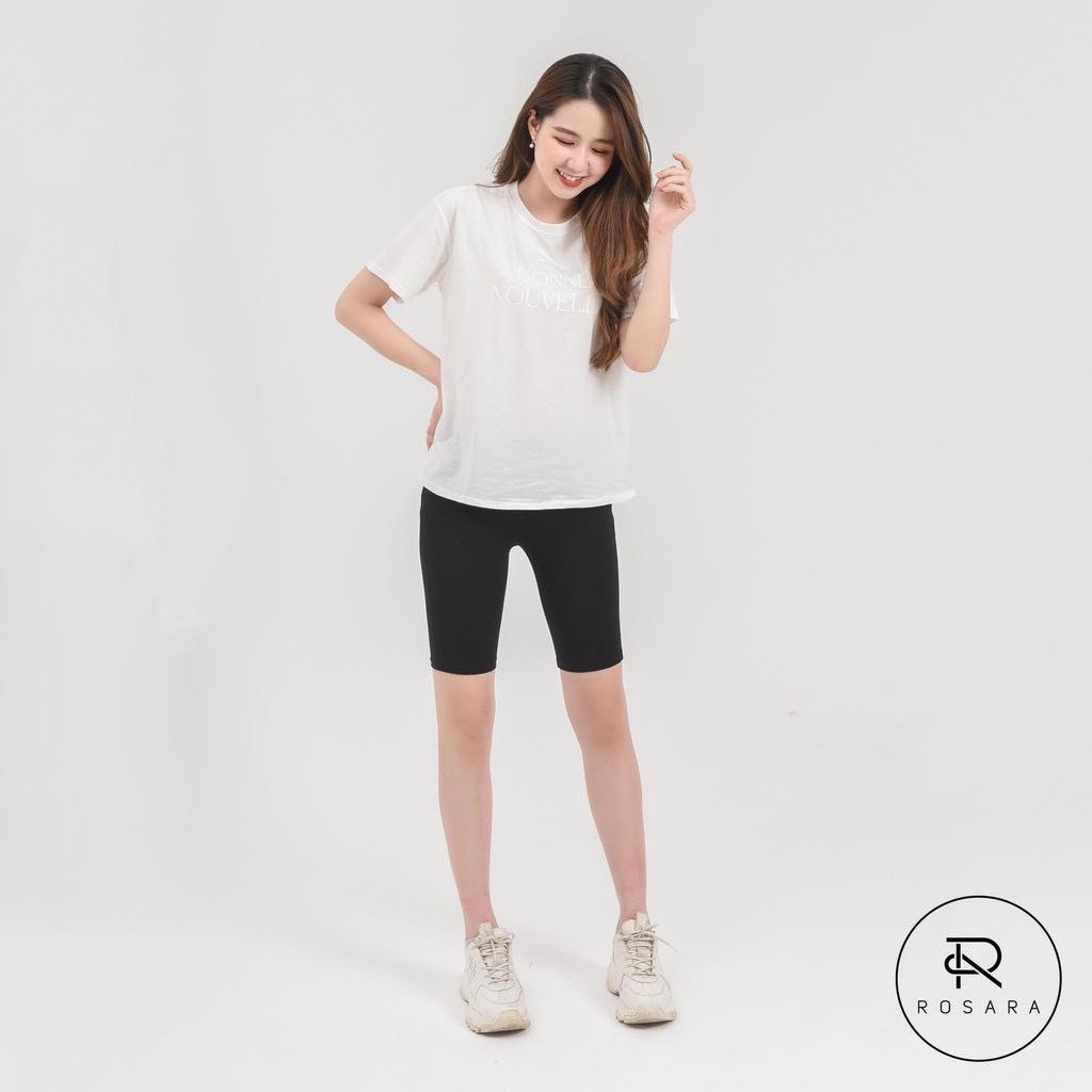 Quần biker legging lửng co giãn cạp chun vải cao cấp thun ngố nữ co giãn tốt dáng ôm Rosara SP108