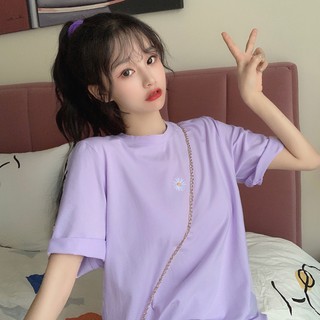 Áo phông nữ basic màu tím pastel