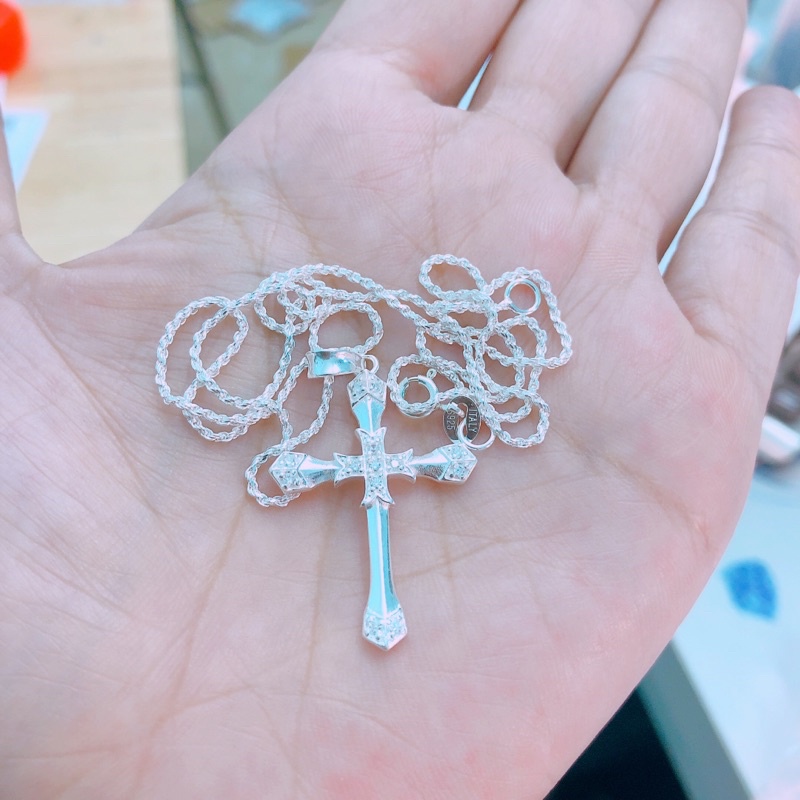 Dây chuyền nữ bạc thật mặt thánh giá dây xoắn dày dặn - Vòng cổ bạc Bibi silver