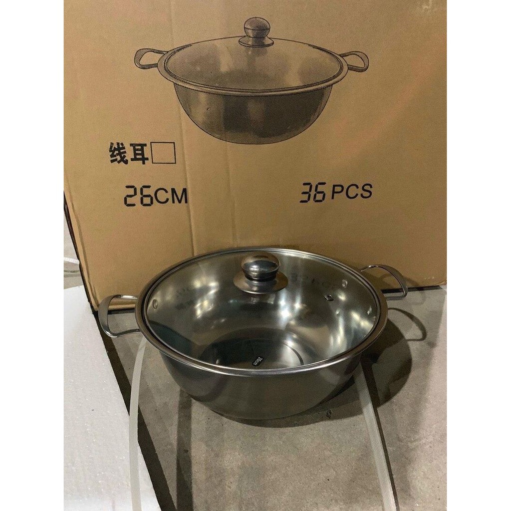 [SALE KỊCH SÀN] Nồi lẩu um xào inox 26cm bếp từ nắp kính