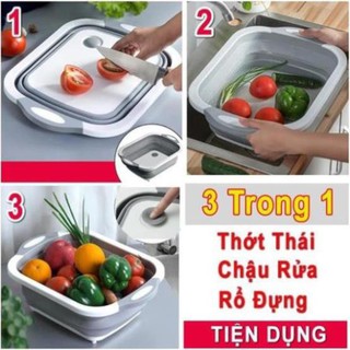 Thớt và thau, chậu gấp gọn 2in1 40*15cm - Dụng cụ nhà bếp thông minh hiện đại