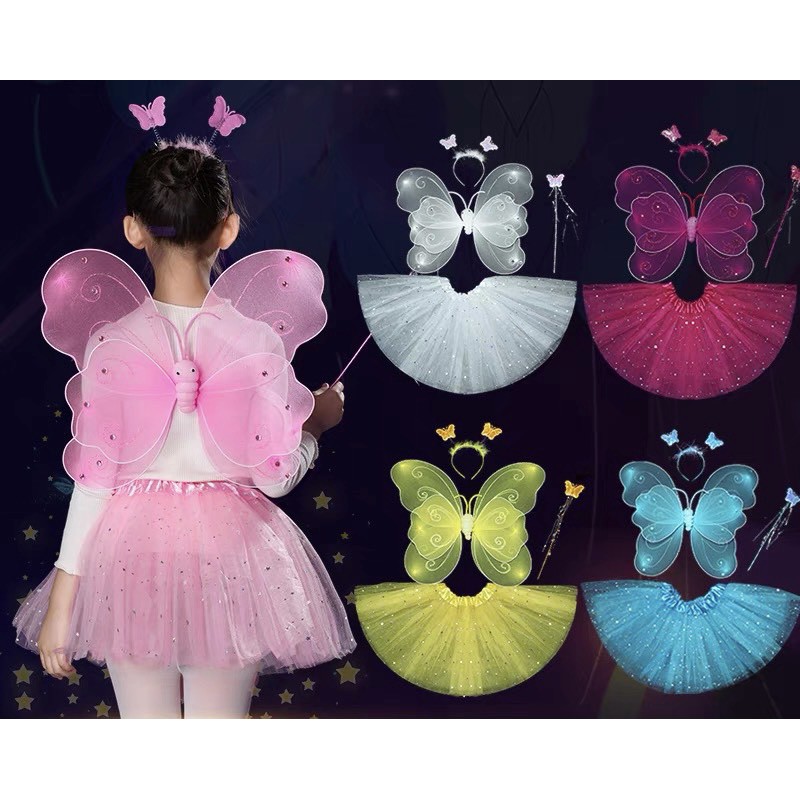 BỘ TRANG PHỤC HÓA TRANG BƯỚM CỰC ĐÁNG YÊU CHO CÁC BÉ - CÓ ĐÈN, CHẠY BẰNG PIN AN TOÀN.