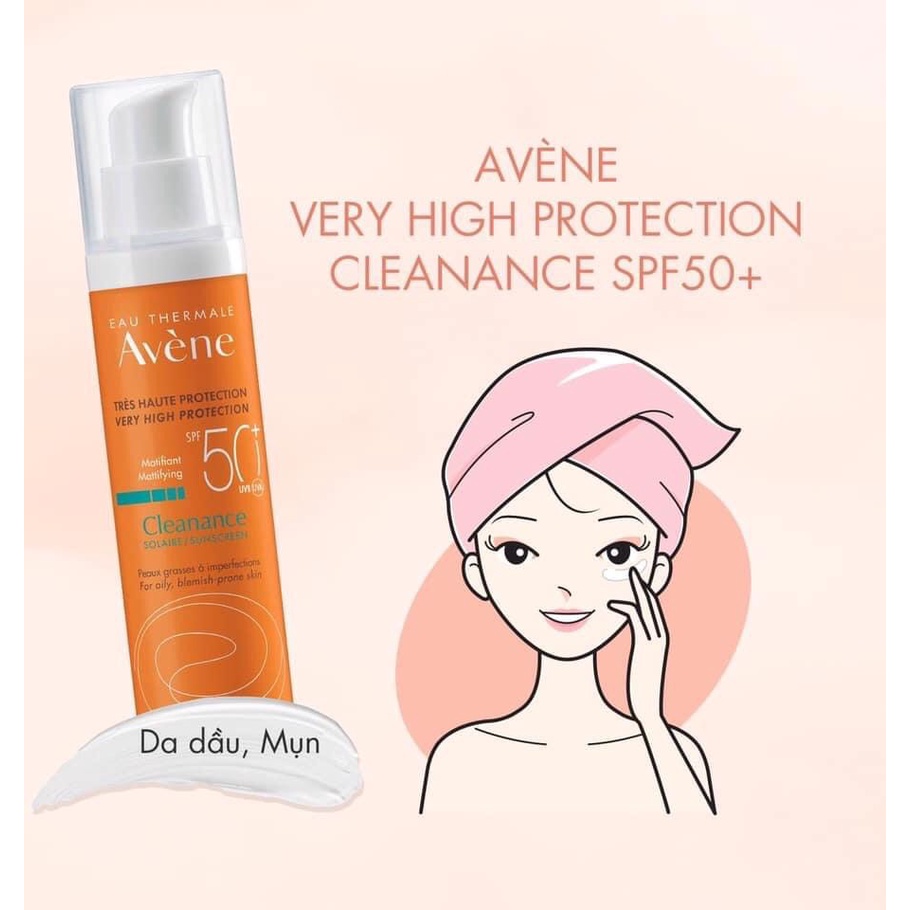 [New 2022] Kem Chống Nắng Bảo Vệ Cao Cho Da Nhờn Mụn Avene Cleanance Sunscreen Very High Protection SPF50+ 50ml