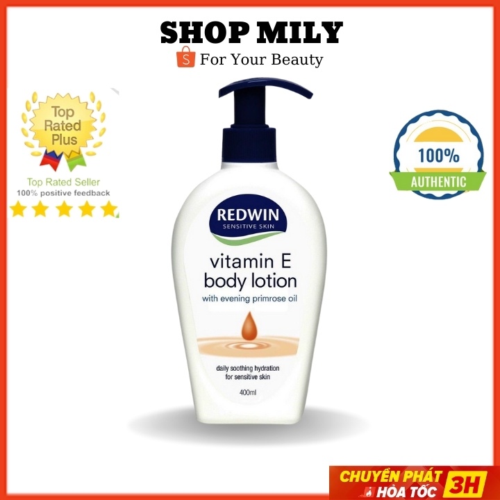 Kem Dưỡng Ẩm Trắng Da redwin Vitamin E Úc 400g Chai Có Vòi Cho Body