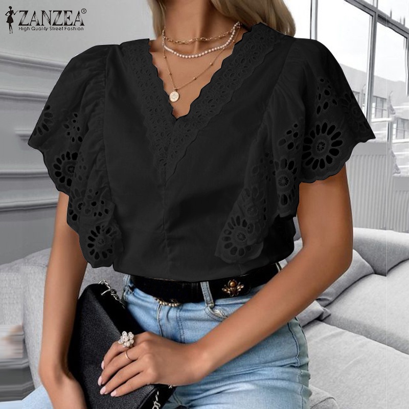 Áo kiểu ZANZEA cổ chữ V thời trang quyến rũ dành cho nữ