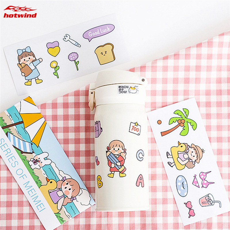 HW THERMOS Miếng Dán Trang Trí Chống Thấm Nước Hình Bình Sữa Xinh Xắn