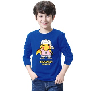 áo thun dài tay cho bé trai hoạt hình Pokemon Pikachu Tops