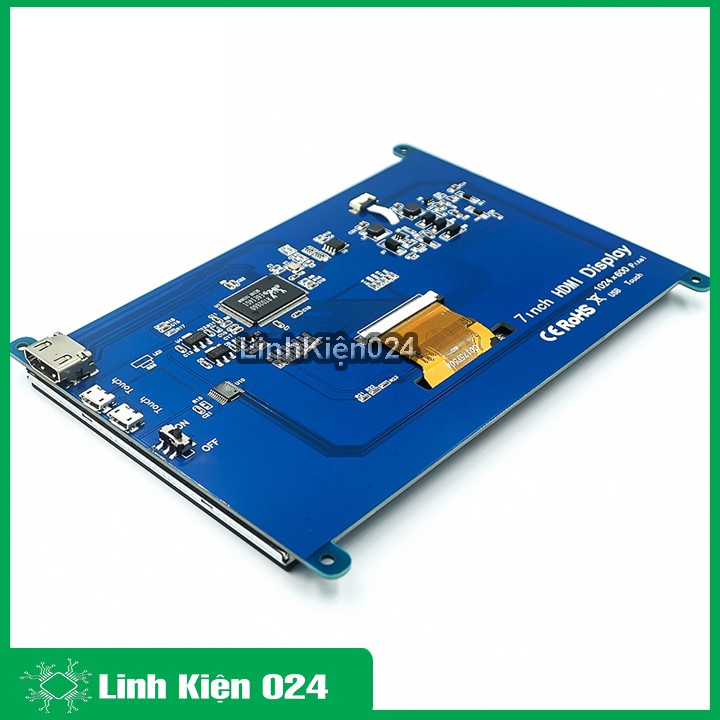 Màn Hình Raspberry 7Inch HD 1024x600 Cảm Ứng Điện Dung -Tặng Đĩa, Cáp HDMI, Cáp USB