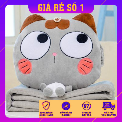 GỐI CHĂN Mèo Con 3 Trong 1 Xinh Xắn