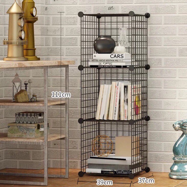 Kệ lắp ghép 3 ô bằng lưới sắt sơn tĩnh điện - đa năng tự lắp ghép (chịu lực tốt )
