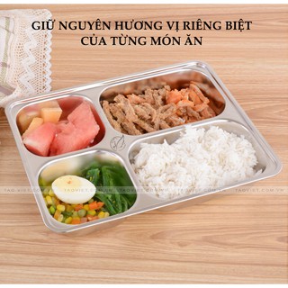 Khay Cơm Phần 4 5 Ngăn INOX Có Nắp Cao Cấp